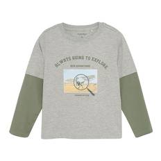 Minymo Tröja - Gråmelerad m. Dino - Minymo - 6 år (116) - Tröja
