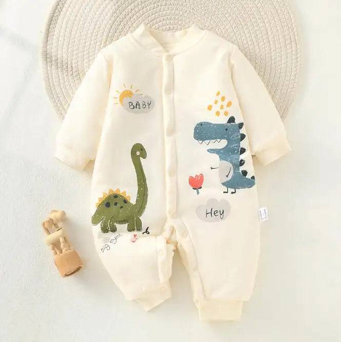 Mini Fashion™ - Bekväm och trendig - Jumpsuit Pyjamas Vit - Dino / 90 (12-18 månader) | Pedagogiska Träleksaker