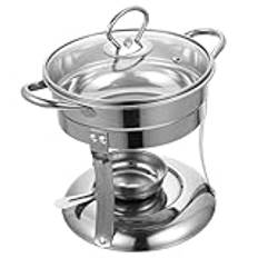 BESPORTBLE 1 Set Hot Pot Lodge Ugn Spis Fondue Gel Bränsle Koka Varmare Porslin Campingtillbehör Stekning Bärbar Camping Spis Maträtt Soppa Tryckkokare Jet Silver Rostfritt Stål