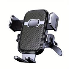 TEMU Adjustable Car Phone Holder Mount - 360° Rotatable Air Vent Clip, One-handed Release, Sturdy Metal Hook, Fit For 4.2-7.2 Inch Smartphones, Black Abs+silicone