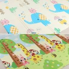Vikbar lekmatta xpe skum krypande matta baby lekmatta filt barn matta för barn pedagogiska leksaker mjuk aktivitet spelgolv - Elefantgiraff / 200 x 180 x 1cm