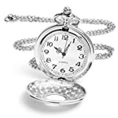 Vicloon vintage fickur, retro kvarts fickur, fickur med kedja, retro fickur män med kedja, fickur för män, kvinnor, far, morfar, födelsedag, årsdag, silver