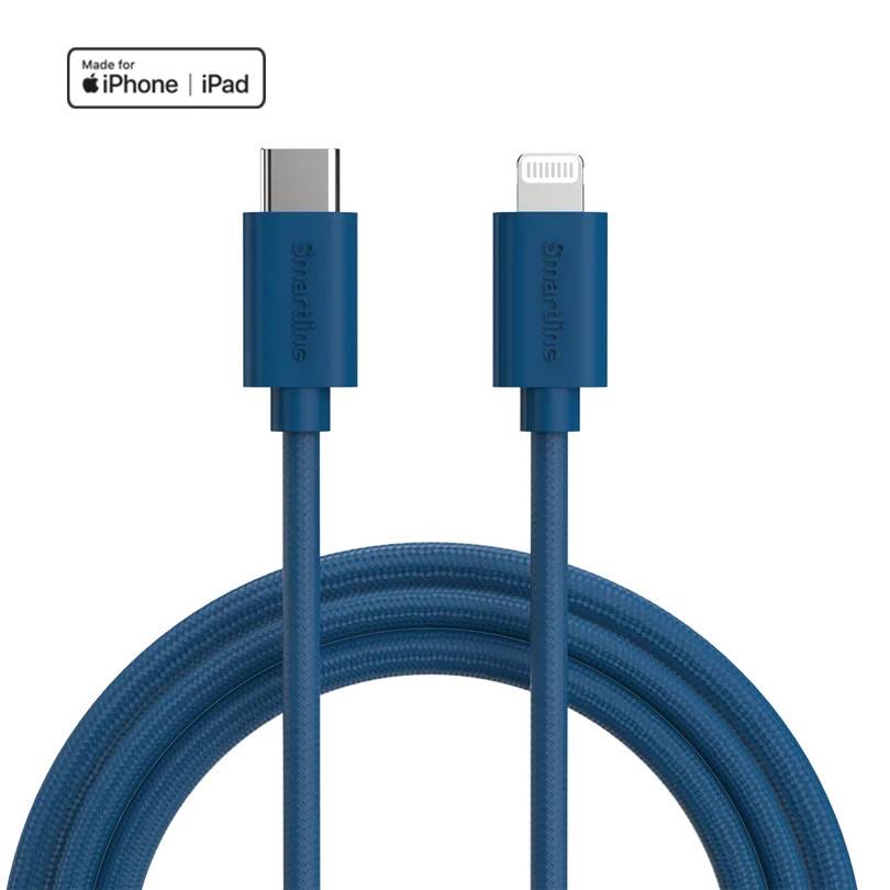 Smartline - USB-C til Lightning 2m Braidy - Denim Blue