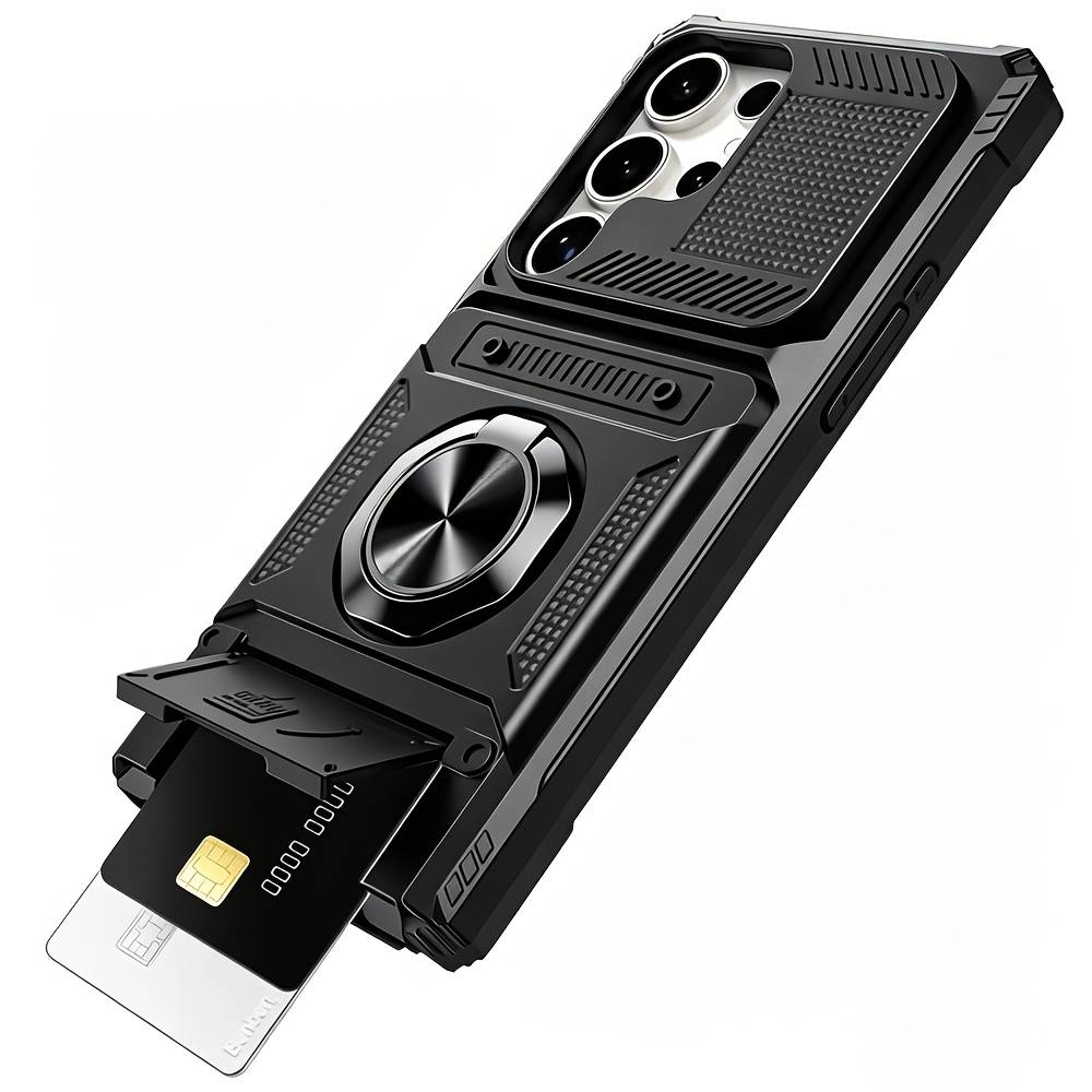 TEMU Phone Case: Heavy Antifall Hard Plastic Case With Stand And Card Slot For Galaxy S26 Ultra S25 Ultra S25 Fe S24 Ultra