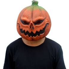 Läskig pumpa mask i latex, full huvudmask, maskerad, fågelskrämma dekoration, halloween kostymfest
