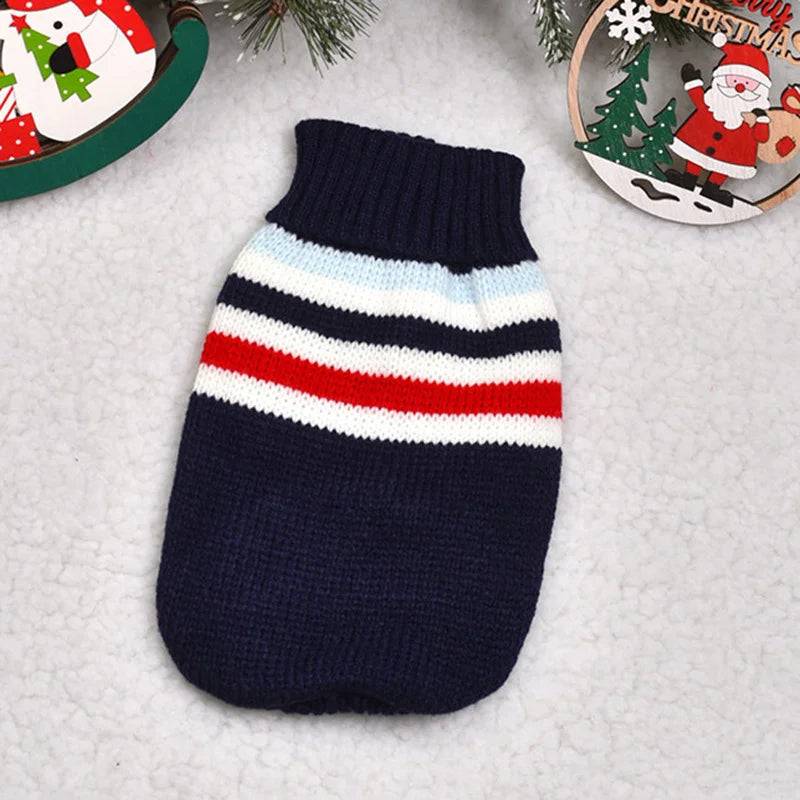 Animal Print Knit Sweater for Cats & Small Dogs - Navy Stripe / 6-suggest 1-1.5kg / SPC (6-suggest 1-1.5kg)