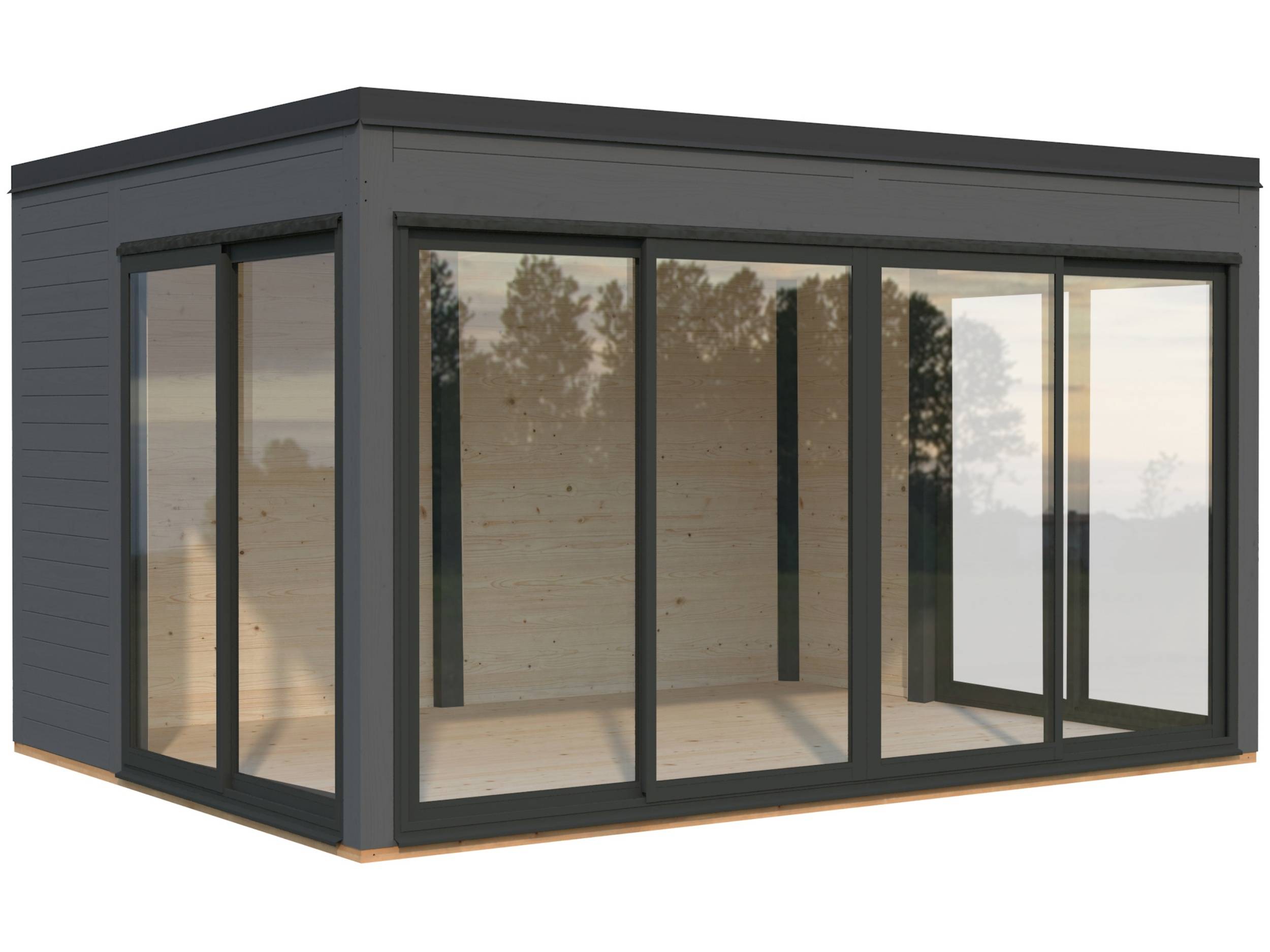 Anneks m/skydedør, Serena 2, 12,6 m², mørkegrå
