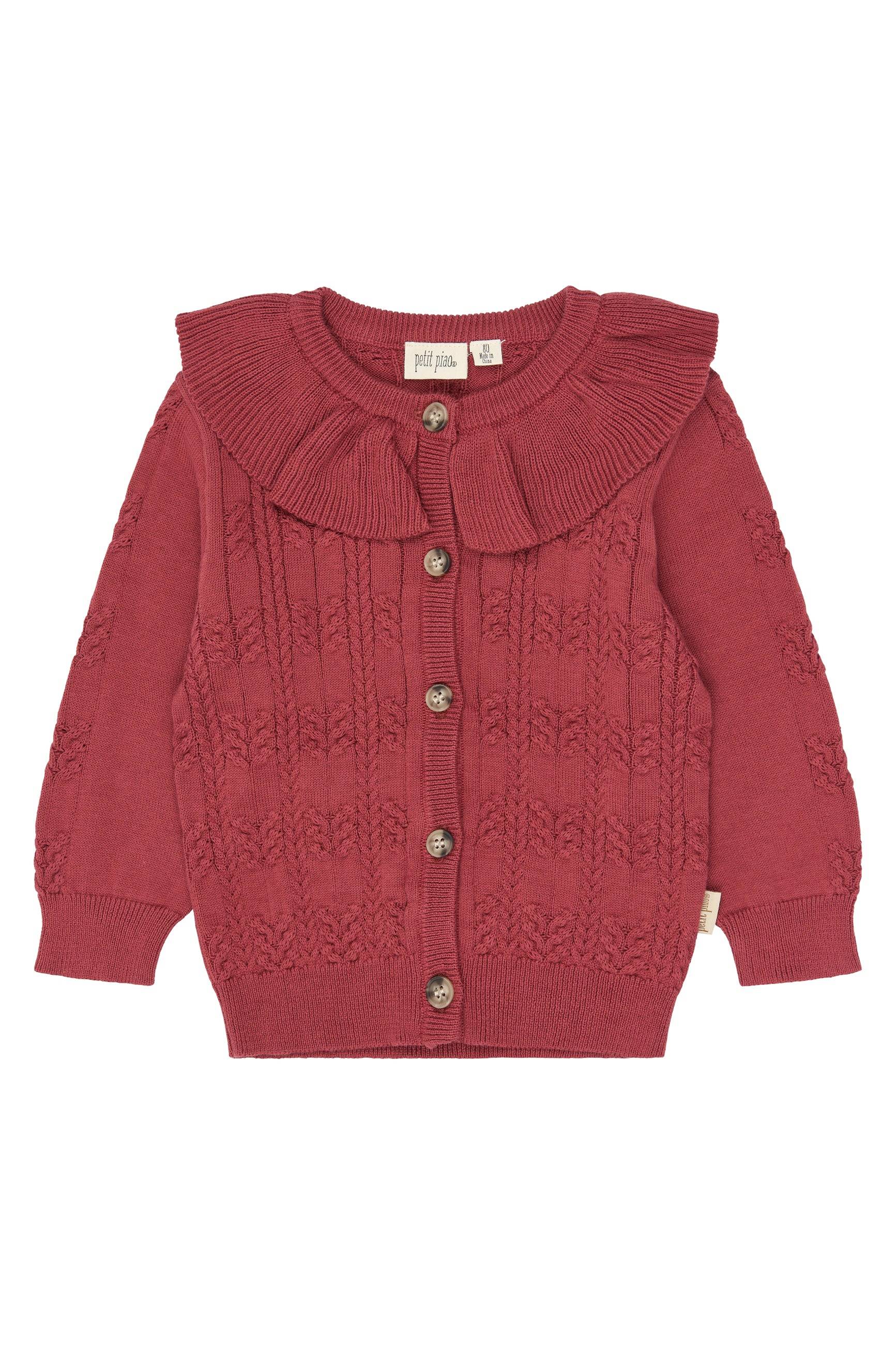 Cardigan Cable Knit, Rose Brown, Petit Piao