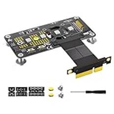 Kznifmk Riser Card M.2 M-Key NVME SSD till PCIe X4, förlängningskabel med RGB-kylfläkt, LED, magnetisk kudde för 2230–2280 NVME SSD B