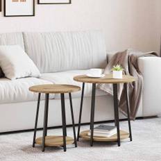 vidaXL Sidebordssæt 2 pcs Artisan egetræ og sort 50 x 50 x 51 cm