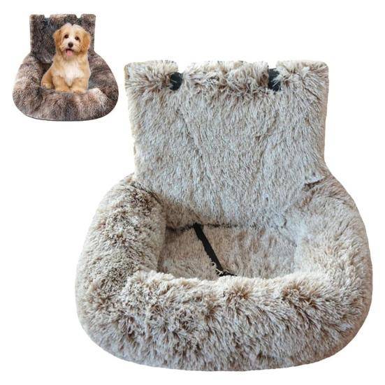 Hundar Bilsäte Rese Hundbädd med Säkerhetsremmar Plysch Fluffig Husdjurssits med Halkfri Baksida Avtagbar Tvättbar Kudde för Små Stora Hundar