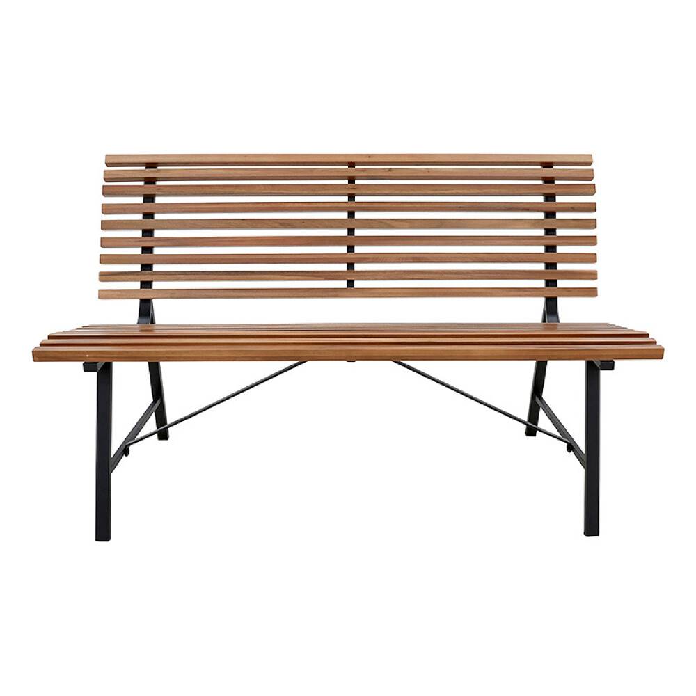 TRÄDGÅRDSBÄNK OUTFIT MED RYGGSTÖD 130X65CM SVART/TEAK