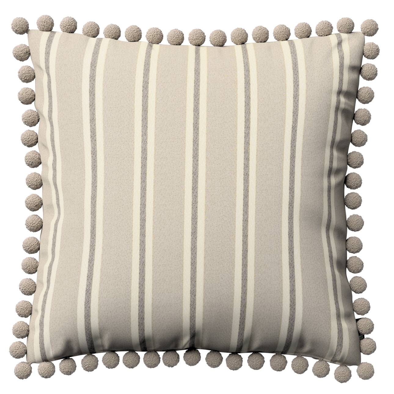 Pudebetræk<br/>Vera med pomponer, Sand, naturhvid og brun, 45 x 45 cm, Scotti