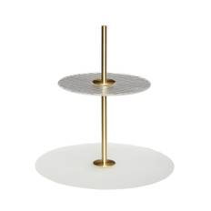 Hübsch Ripple kagetallerken Ø30 cm Glas-metal-frostet-klar-messing