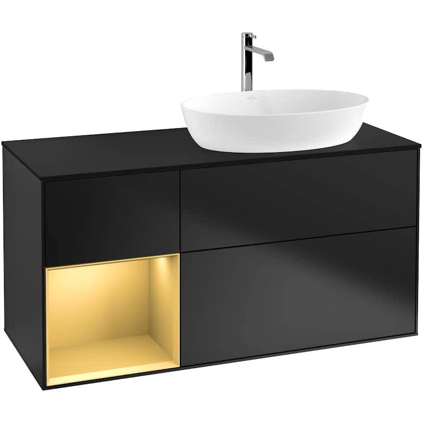 Tvättställsskåp Villeroy & Boch Finion med 3 Lådor Hylla och Bänkskiva för Ocentrerat Tvättställ från Artis & Collaro