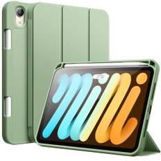 JETech Fodral för iPad mini (A17 Pro, 2024 Modell, 7:e Generationen) / mini 6 (2021 Modell, 6:e Generationen) med Pennhållare, Smal Tablett Case med Mjuk TPU Tillbaka (Matcha Grön)