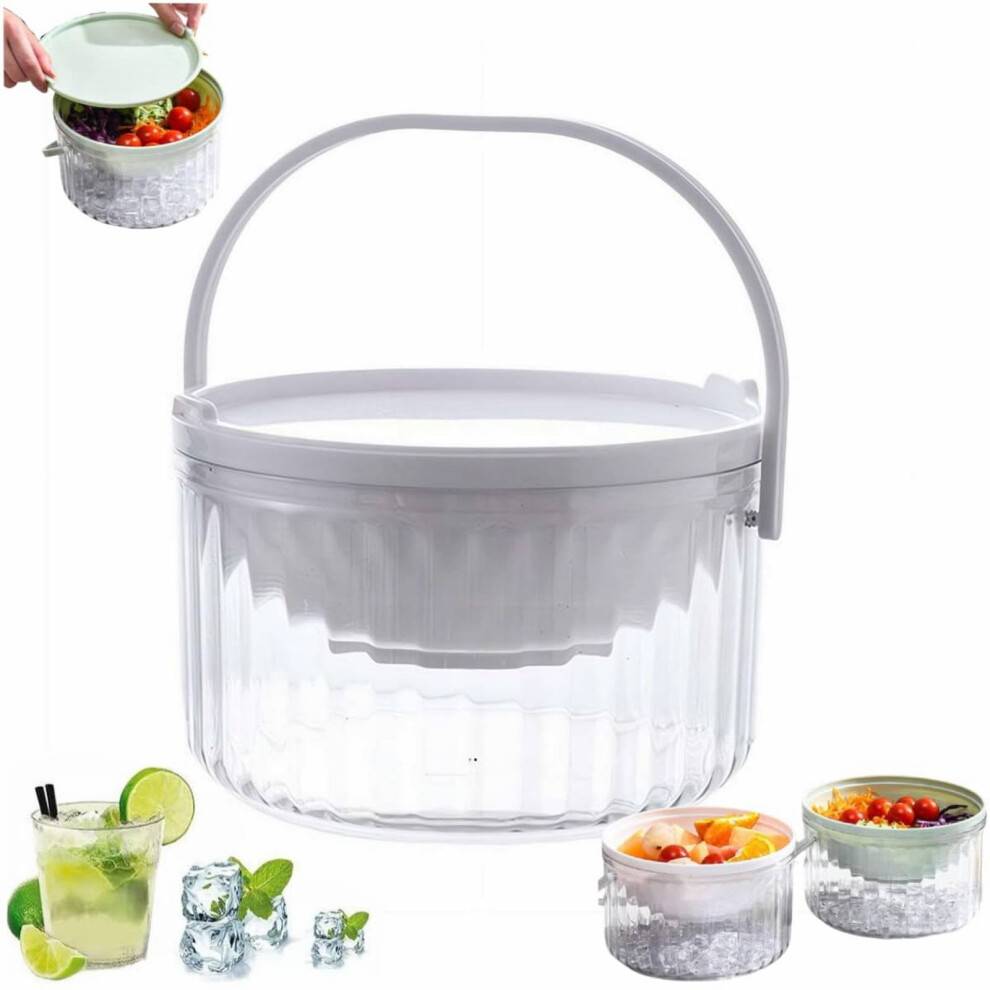 940 g kølet serveringsskål med låg og aftagelig ispose – tåler opvaskemaskine, kompatibel med kold pasta/frugt/dessert – 18 x 18 cm