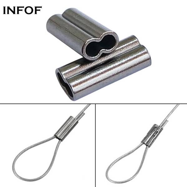 INFOF Brand 500pcs/lot F6058 fishing wire crimps double oval copper tube bass fishing line connector carp fishing tackle