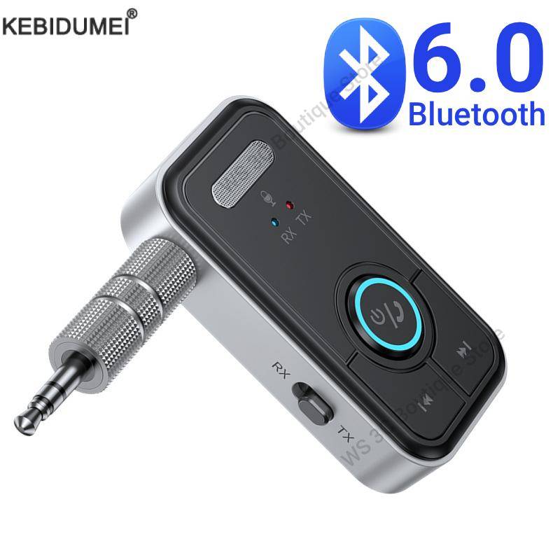 Bluetooth 6.0 Adapter Wireless Audio Transmitter Receiver for Car Music Headphone Speaker AUX Audio Adapter with 3.5mm Jack