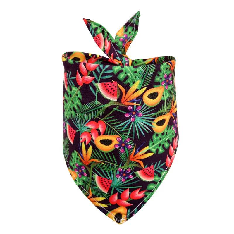 Tropical Print Pet Bandana for Dogs & Cats - Papaya Watermelon / M-65x42x42cm / SPC (M-65x42x42cm)