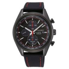 Seiko Conceptual Solar Quartz Black Dial Black Silicone Strap Men's Watch SSC777P1