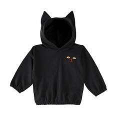 Mini Rodini Cat Ears cotton jersey hoodie - black - Y 6/7