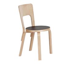 Artek - Stol 66, Svart linoluem - Matstolar - Alvar Aalto - Svart - Laminat/Trä