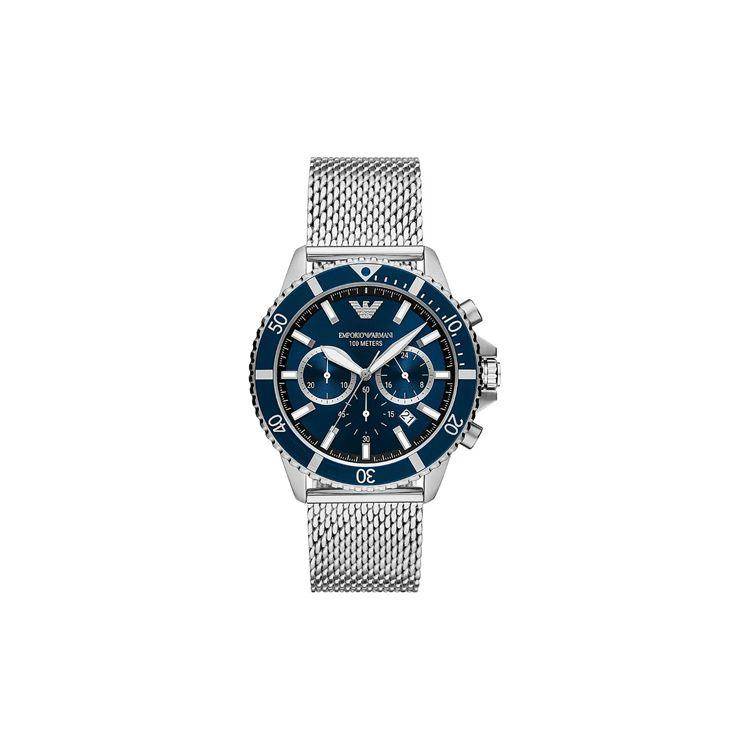 Emporio Armani Quartz Watch Metal Strap 43Mm Blue Dial 100M Water Resistant Men watches AR11587 Blue Dial