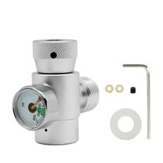 CO2 Filling Tank Cylinder Refill Adapter Connector Kit For SodaStream (Silver with Meter) silver