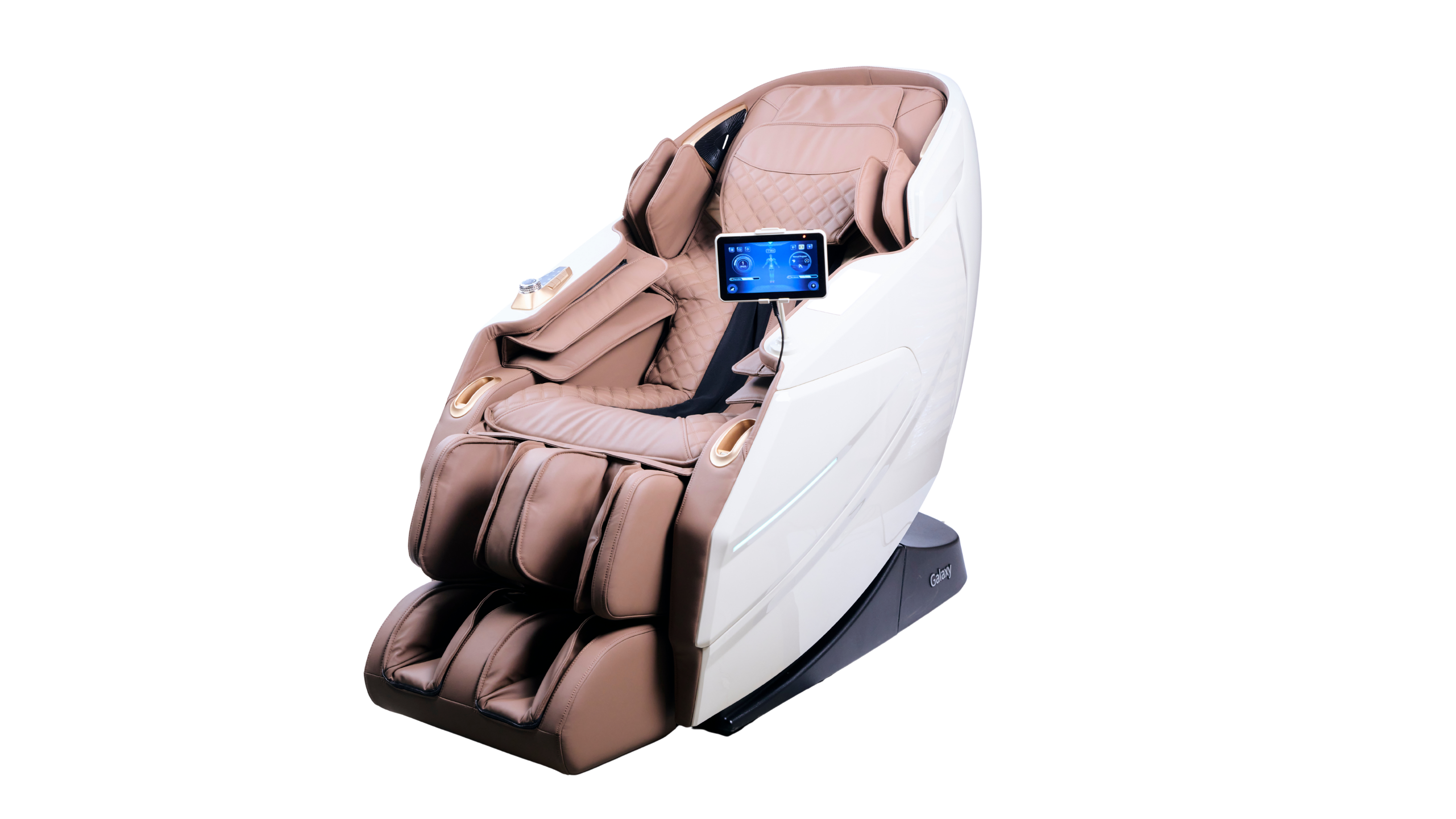 IWAO Gravity med röststyrning - 4D Massagestol - Vit/Brun - Vit/Brun