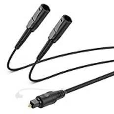 MEIRIYFA Digital optisk splitter adapterkabel 1 i 2 out, Toslink Digital Fiber Optic Audio Splitter 1 kontakt ingång 2 uttag utgång för hemmabio, DVD-spelare, TV – 0,3 m (1 kontakt till 2 uttag)