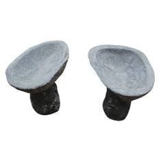 Fuglebad På Sokkel - Oval - Mørkegrå Granit - H22-26 cm