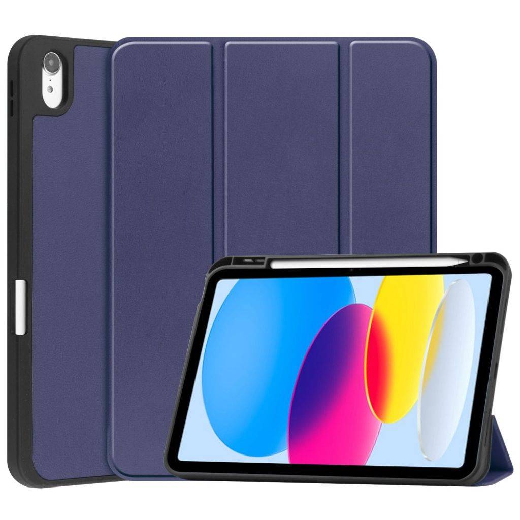 iPad A16 11" 2025/10.9" 2024 Tri-fold Fodral i PU-läder med Pennfack - Blå