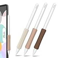 NIUTRENDZ 3-pack silikongrepp för Apple Pencil 2:a generationen och Apple Pencil (USB-C) grepp ergonomisk design skyddsfodral skyddsfodral (beige + kaki + brun)