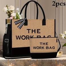 TEMU 2 Simple And Fashionable Linen Shoulder Bags With Large Capacity The Work Bag Print Handbags, Versatile Student Class And Tutoring Bags, Tote Bags