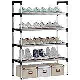 AcornFort® S-5 skohylla med 4 nivåer, skoställ, skohållare, mycket robust design, för 12 par skor, 56 x 30 x 80 cm, skohylla för entré, sovrum (silver)