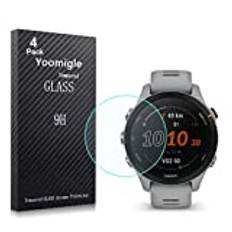 Yoomigle 4-pack kompatibel med Garmin Forerunner 255S skärmskydd härdat glas för Garmin 255 S smartwatch skärmskydd skyddsfolie glas anti-repor anti-fingeravtryck ingen bubbla