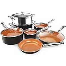 12-delad kokkärl Set Nonstick Wok Kökslock Induktionshäll Gas Wok Pan Stekpanna Köksutrustning