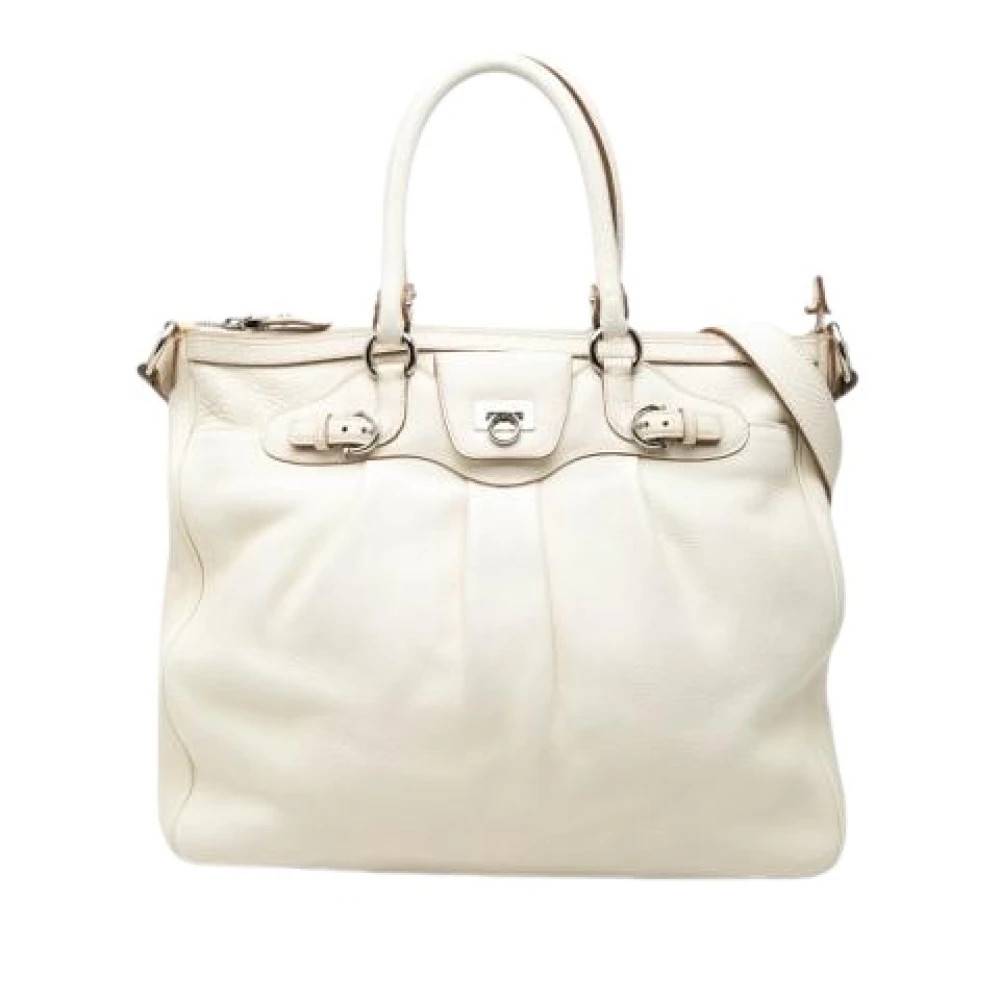 Salvatore Ferragamo Pre-owned Pre-owned Læder Satchel - Vintage - Dame - Hvid - ONE SIZE - Læder