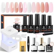 Modelones Builder Gel Nagel Kit, 6 Färger 7ml Builder Gel med 8W UV-Lampe Nageltorkar Top Base Coat Nail Dehydrator för Nagelförtjockning, nagelkonst Nail Art Kit