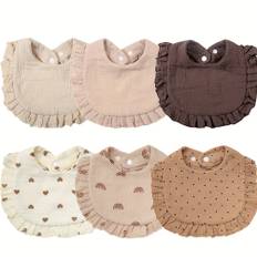 TEMU 3pcs/6pcs/pack Baby Bibs Solid Rainbow Print Saliva Towel Newborn Boys Girls Feeding Burp Cloths