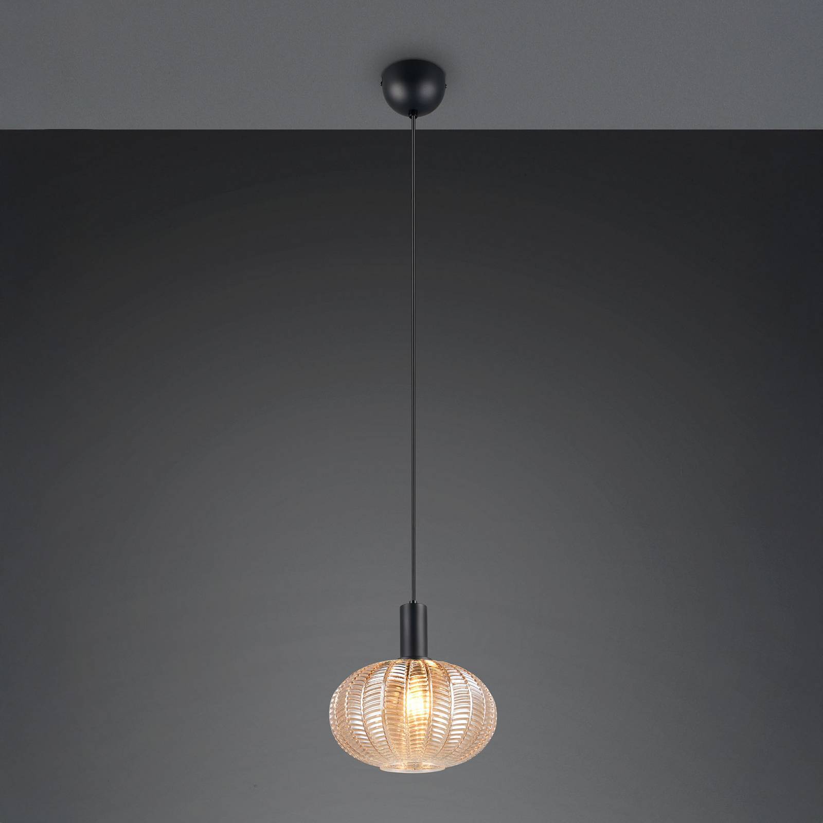 Reality Leuchten Hänglampa Elvezia, dimbar, Creme / bärnsten, Vardagsrum / matsal, Glas, Pendellampa