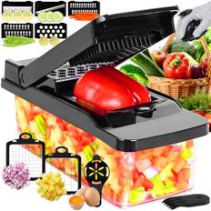 Gemüseschneider Mandoline Gemüseschneider Multischneider Julienner Zwiebelhäcksler Lebensmittelhäcksler Gemüseschneider Vegetable Chopper Dicer für Hobeln Von Obst Gemüse - Schwarz