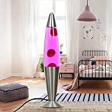 Lavalampa rosa, bordslampa retro, 42 cm hög, drömsk, feminin, G9 25 W med kabelströmbrytare, inklusive glödlampa, ungdomsrum, dekorationslampa