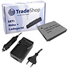 Trade-Shop 2-i-1-set: Li-Ion batteri 3,7 V 850 mAh laddare kompatibel med Canon Ixus 110IS 255HS, Ixy Digital 10, 60, 70, 80, 90, L3, L4/digitalkamera