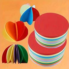 500pcs Multicolor Origami Folding Papers, Circular Craft Sheets for DIY Art Projects, Pre-Cut Kindergarten Handcraft Supplies flerfärgad