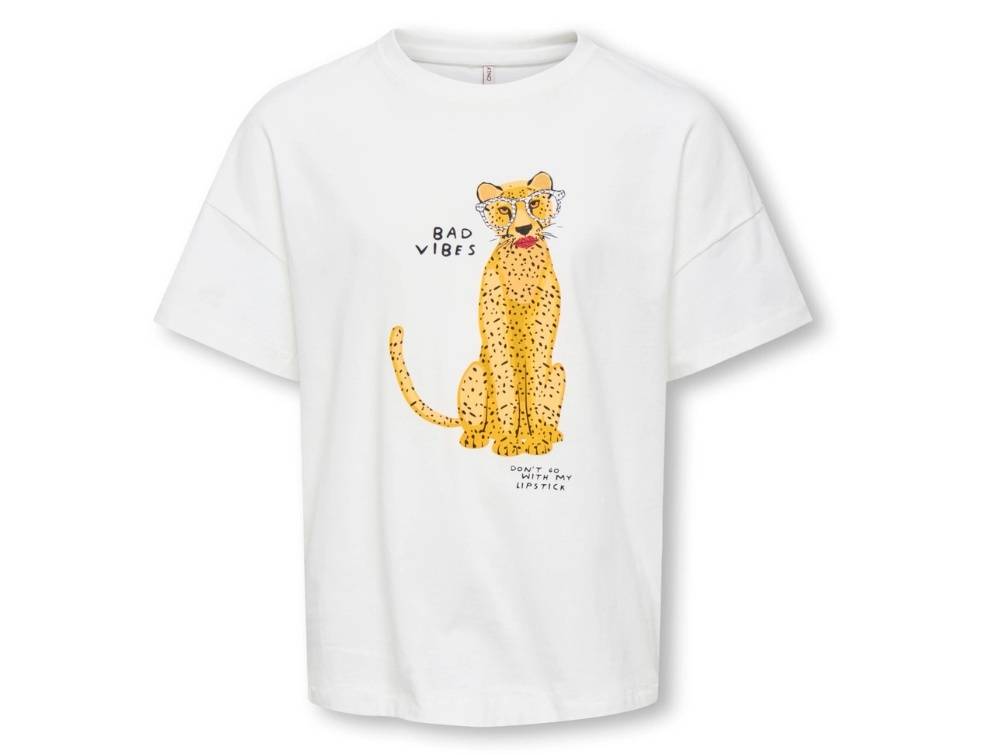 Kids Only T-shirt Cloud Dancer Med Leopard Print - Str. 9-10y 134/140cm