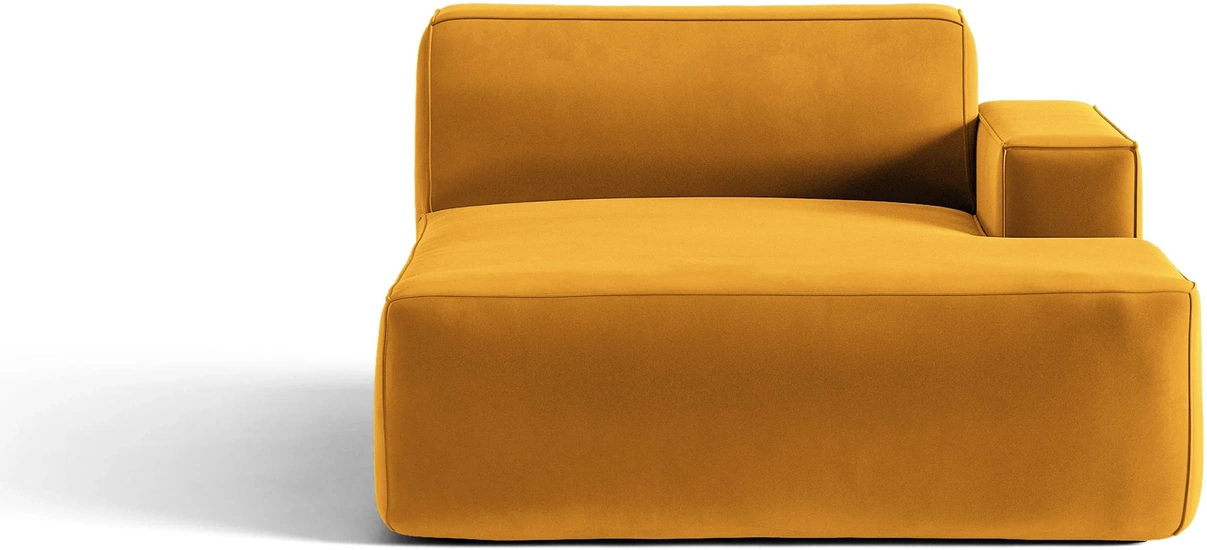 Chaiselongmodul højre Micadoni Jodie - gyldengul velour, H77×B102×D162 cm