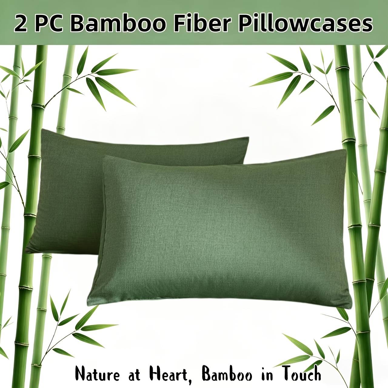 2pcs Cooling Bamboo Fiber Pillowcases (30% Bamboo And 70% Microfiber), Skin-friendly And Breathable, Envelope Closure, Bedding And Home Supplies