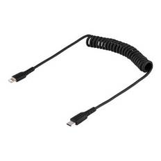 Kabel USB-C til USB-lighting synk-og opladning spiral kabel sort 0,5m  og 1m
